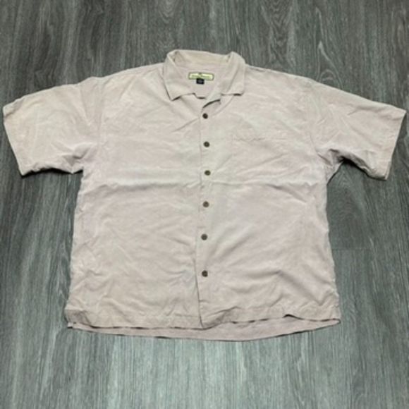 Tommy Bahama Silk Button Up Shirt Mens Extra Large Pink Shy Hawaiian Summer - Picture 1 of 9